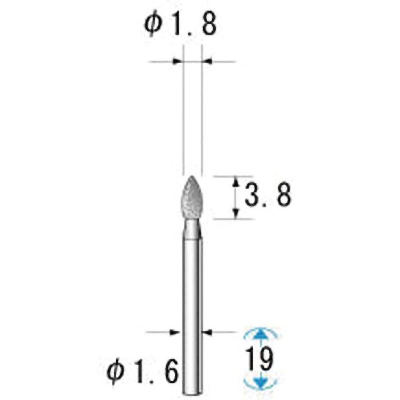 10951 電着ダイヤモンドバー NSK(ナカニシ) 雫 粒度130 軸径1.6mm 1セット(5本)
