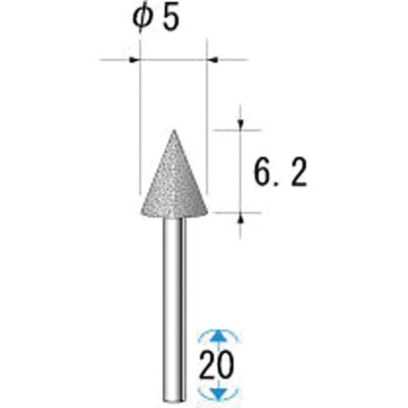 11152 電着ダイヤモンドバー NSK(ナカニシ) 円錐 粒度140 軸径1.6mm 1セット(5本)