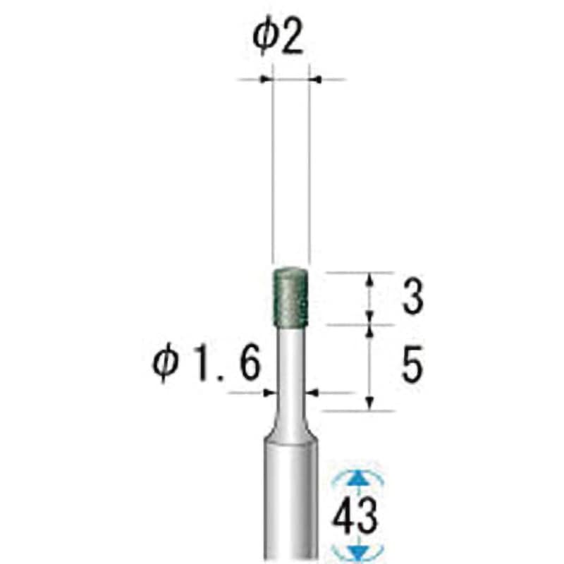 15082 レジノイドCBNバー NSK(ナカニシ) 円筒 粒度200 質量8g 軸径3mm 1本