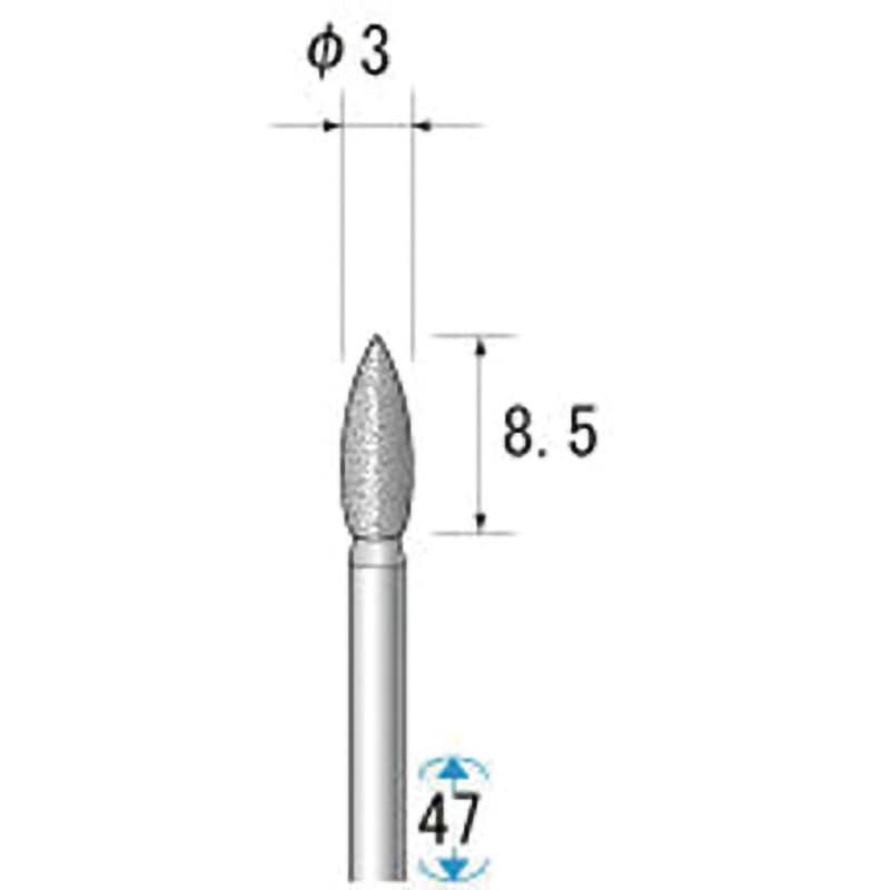 14658 メタルボンドダイヤバー NSK(ナカニシ) 粒度100 砲弾 質量8g 軸径2.34mm 1本 6,046円