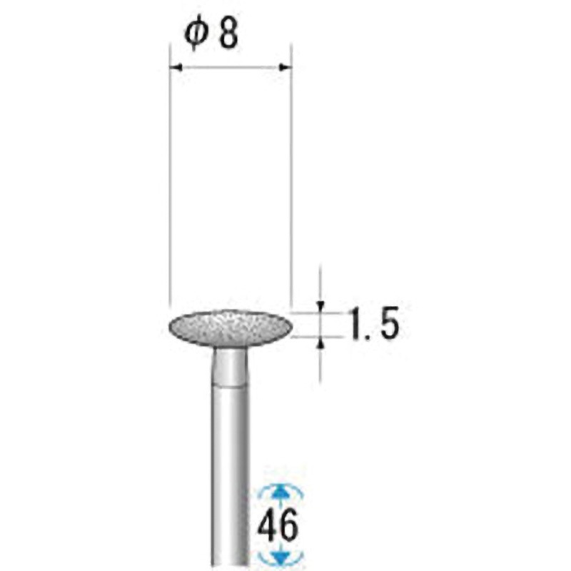 14662 メタルボンドダイヤバー NSK(ナカニシ) 粒度100 平 質量6g 軸径2.34mm 1本