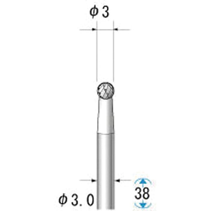 24073 超硬カッター NSK(ナカニシ) 球(ダブルカット) 質量4g 軸径3mm 1