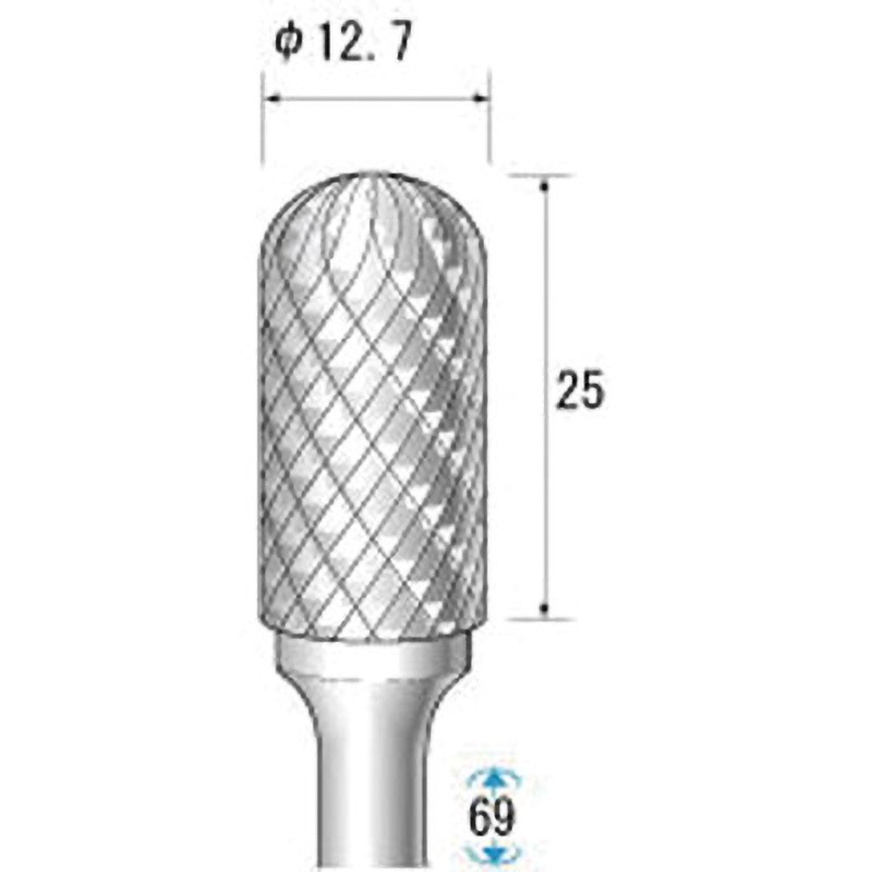 26084 超硬カッター NSK(ナカニシ) 円筒先丸(ダブルカット) 質量58g 軸径6mm 1本