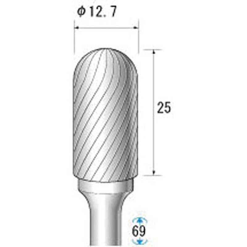 26074 超硬カッター NSK(ナカニシ) 円筒先丸(シングルカット) 質量57g 軸径6mm 1本