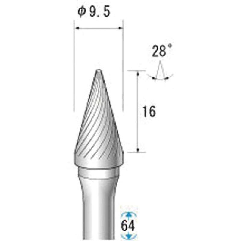 26133 超硬カッター NSK(ナカニシ) テーパー(シングルカット) 質量25g 軸径6mm 1本