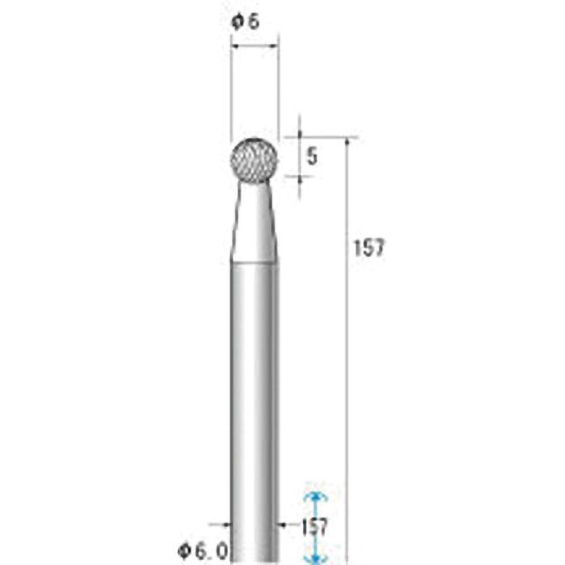26611 ロングシャフト超硬カッタ NSK(ナカニシ) 球(ダブルカット) 質量40g 軸径6mm 1本