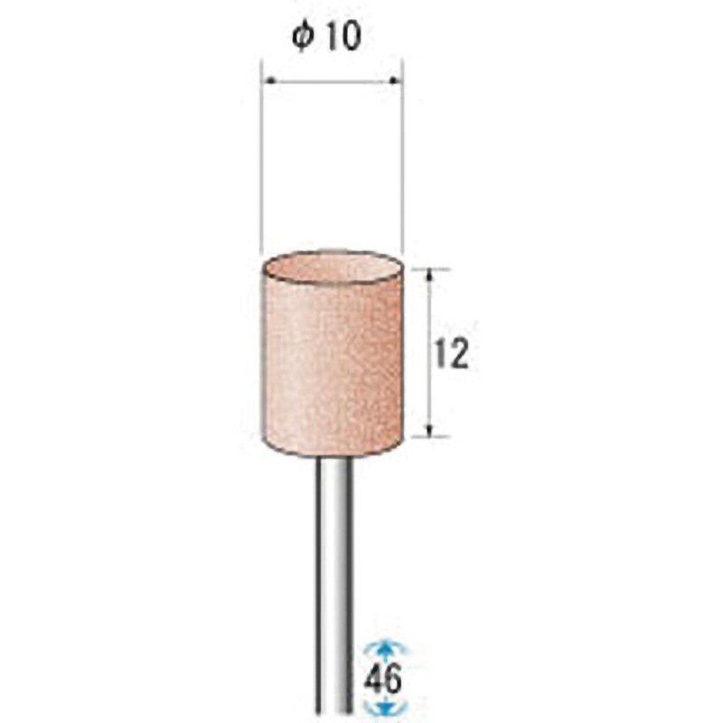46322 シリコンポリッシャー NSK(ナカニシ) WA砥粒 粒度220 円筒 質量30g 軸径2.34mm外径10mm 1セット(10本)