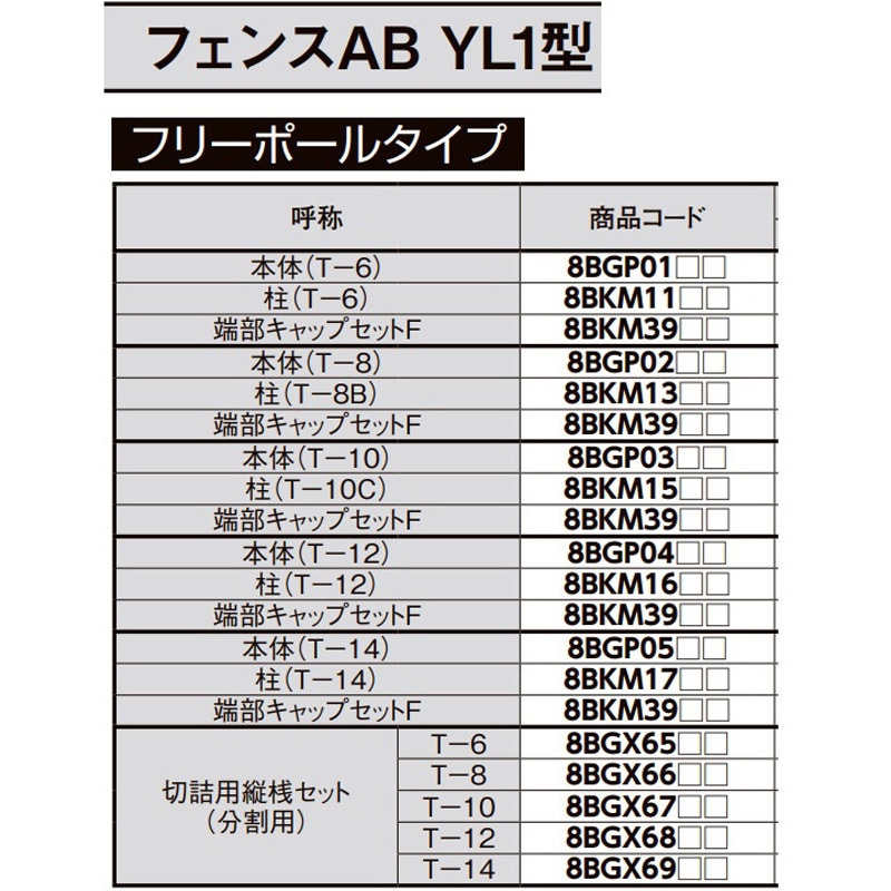 8BGP04SC フェンスAB YL1型 本体 1セット TOEX(LIXIL) 【通販モノタロウ】