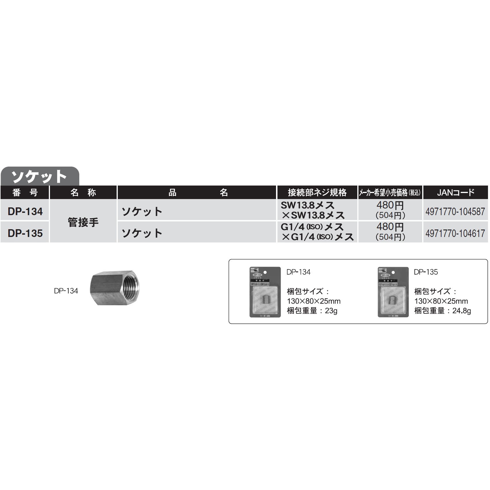DP-135 動力噴霧機用接続金具 ソケット 1個 工進 【通販モノタロウ】