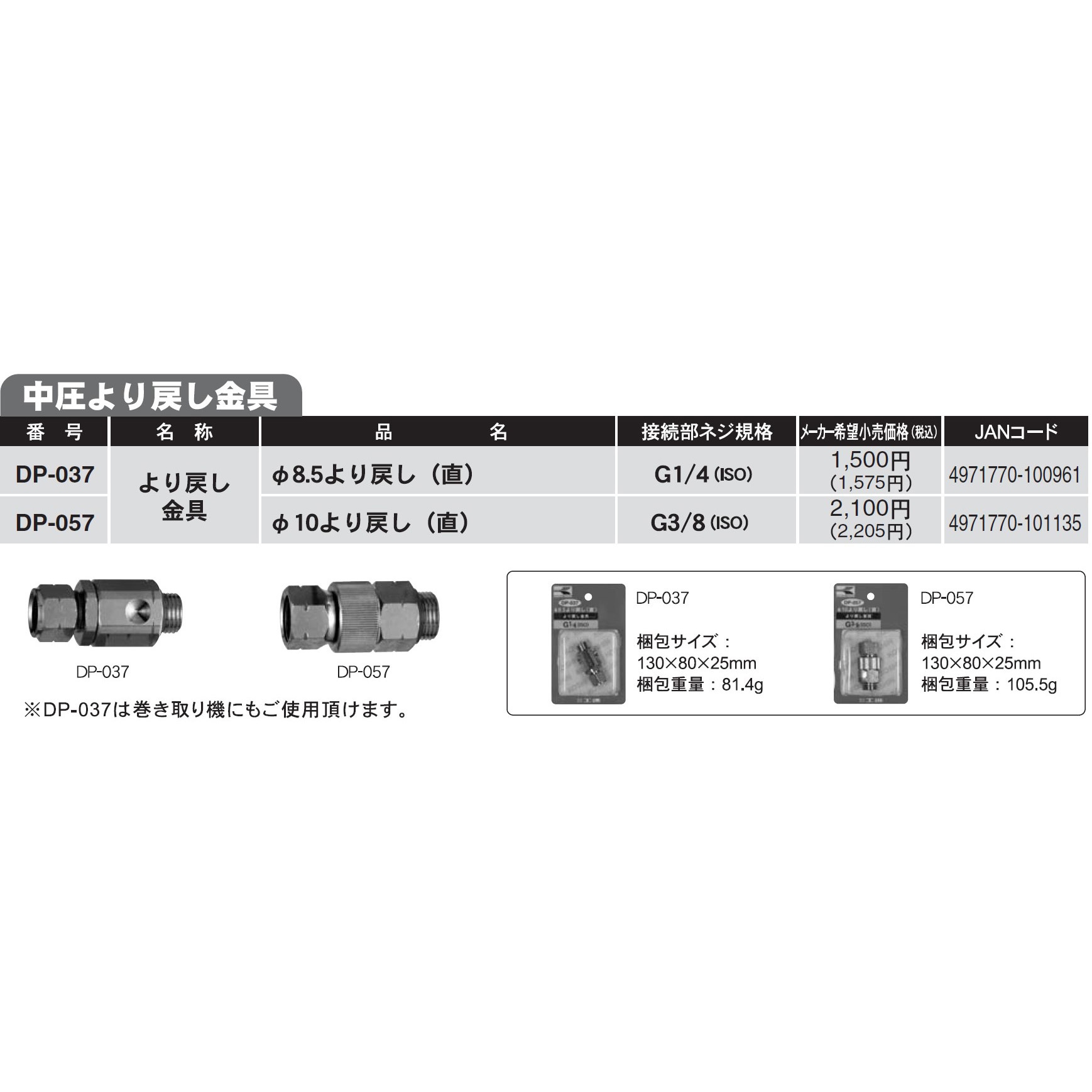 DP-037 動力噴霧機用ホース接続金具 工進 8.5mm より戻し(直 DP-037 動力噴霧機用ホース接続金具 工進 8.5mm より戻し(直