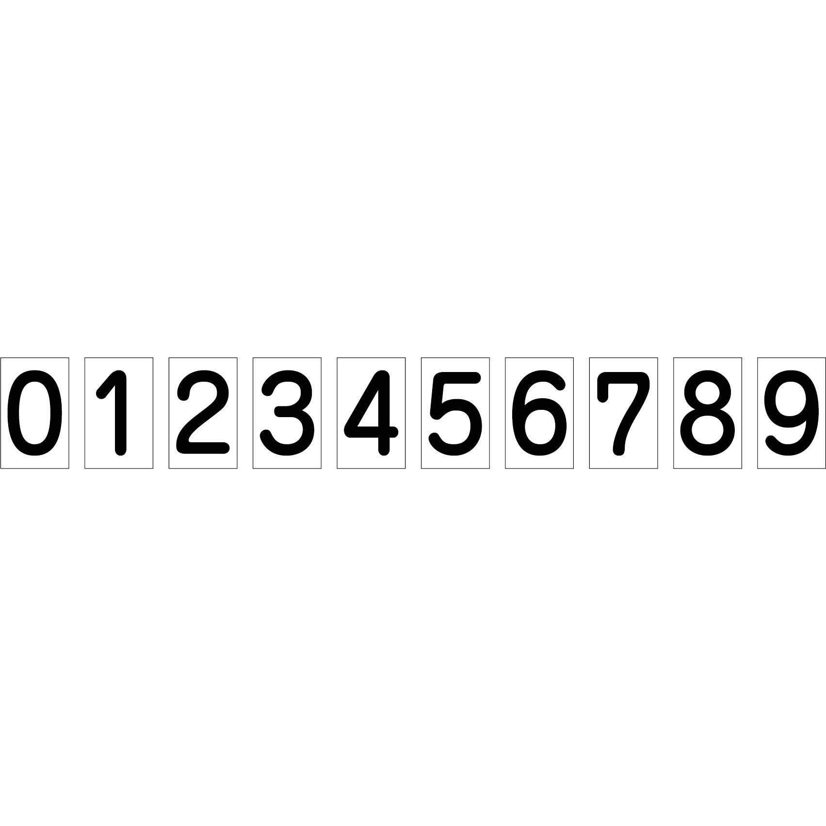 安全掲示板用数字マグネット 大(白地黒文字) グリーンクロス 寸法40×70mm 1セット(50枚)
