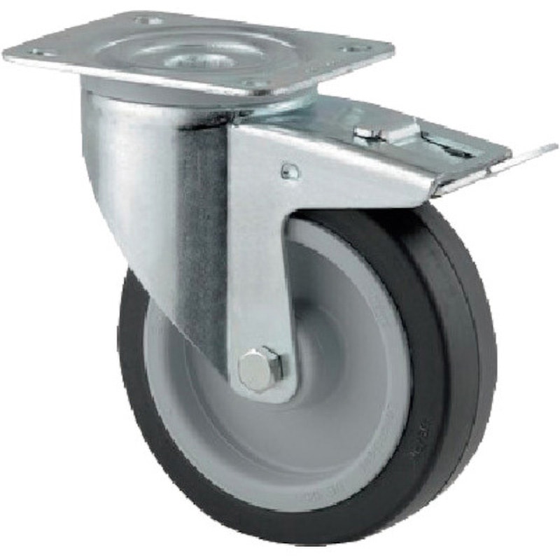 3477UER160P63 プレート式キャスター ALPHA (ゴム車) 自在車 テンテキャスター 光沢亜鉛メッキ仕上 車輪径160mm車輪幅46mm  3477UER160P63