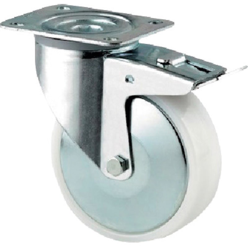 3477UOH160P63 プレート式キャスター ALPHA(ナイロン車) 自在車 スレットガード付 テンテキャスター 光沢亜鉛メッキ仕上 車輪径160mm車輪幅40mm  3477UOH160P63