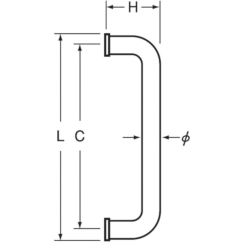 SP-101Z-R-25-300-HL ステンレス座付ドアハンドル 両面 K9(駒谷