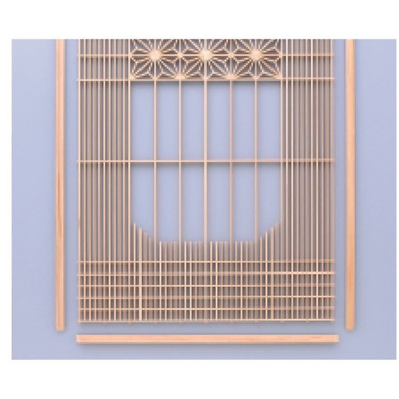 書院の障子 書院障子】 長水入 腰麻之葉 （単品） 一点物 新品 - 山清片山