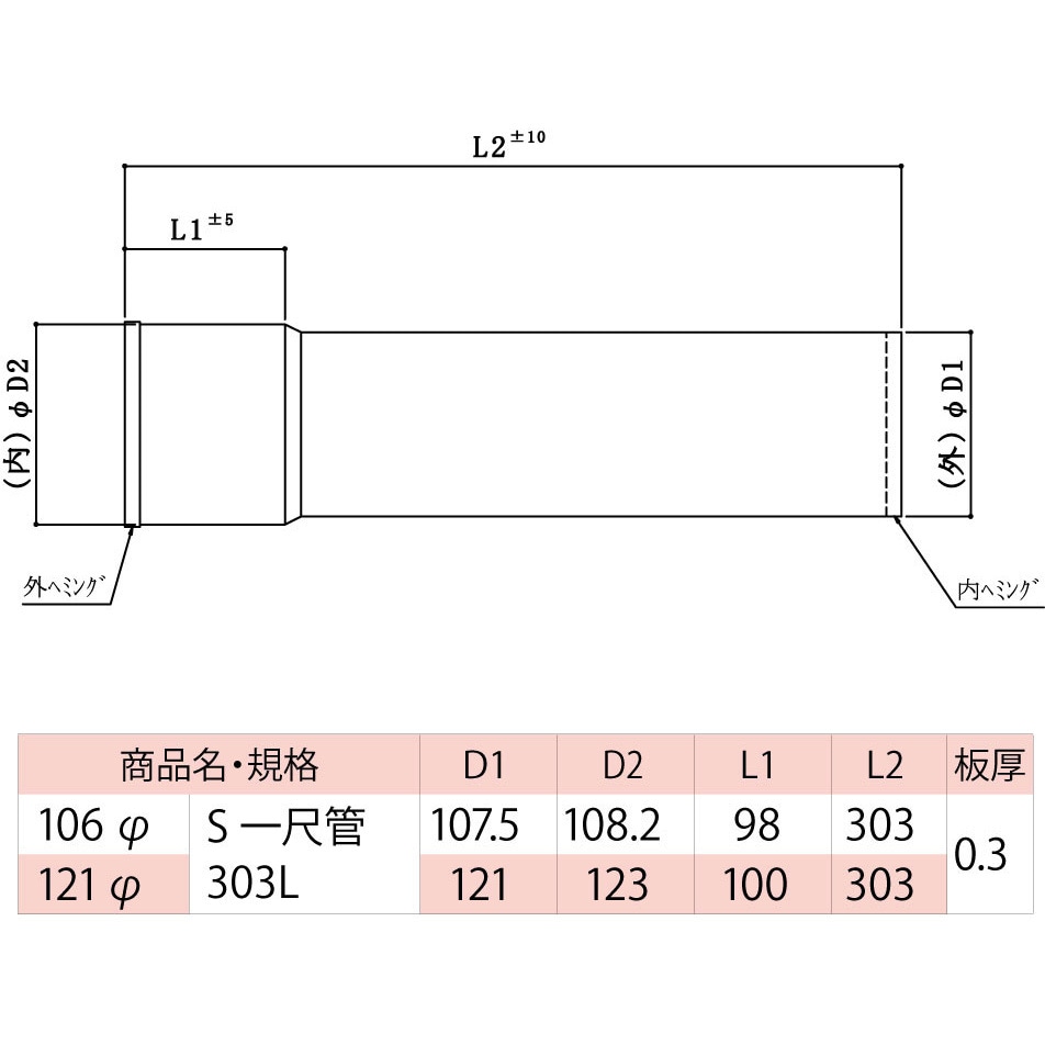 ステンレス煙突 一尺管303L 1本 HOJO 【通販モノタロウ】