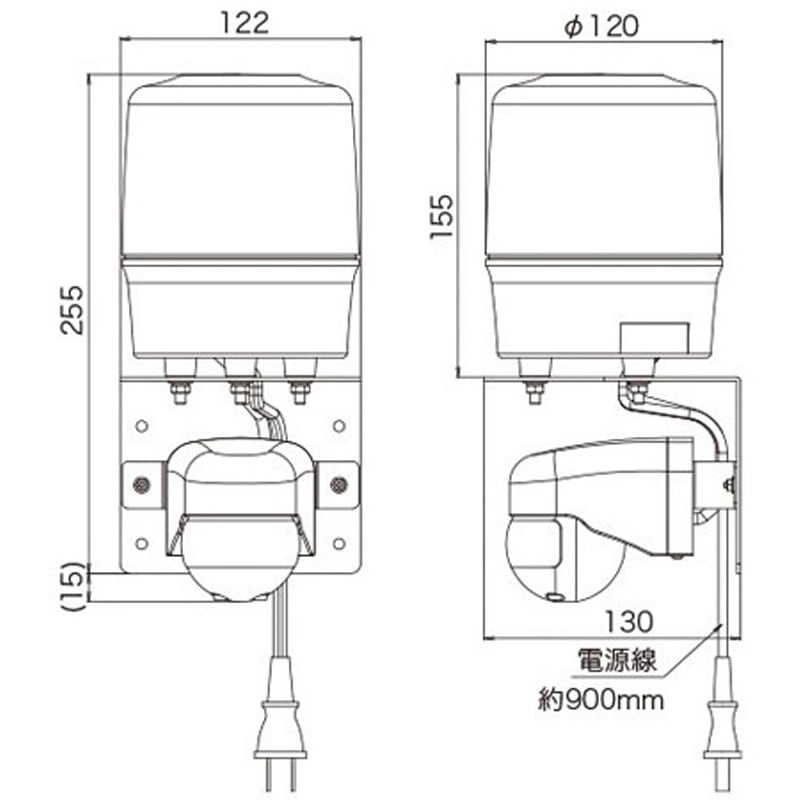 VL12R-100BPR/UJ センサー付LED回転灯Φ120 ニコトーチ・120 AC100V 人