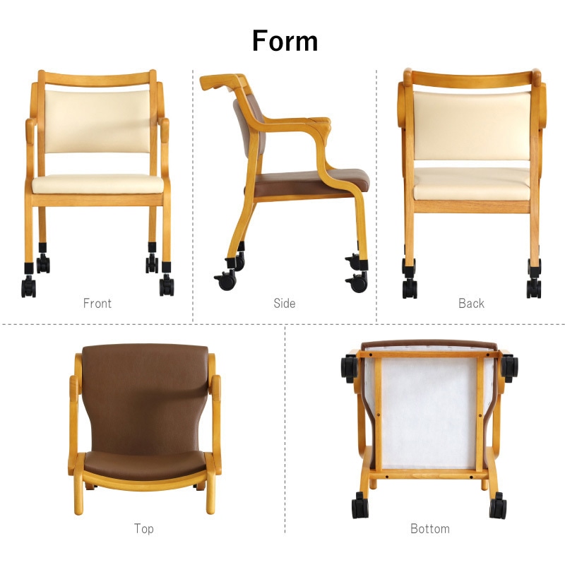 Care-118-AC_LB_AL-IV 全脚キャスター・ハンドル付チェア 1脚 貞苅椅子