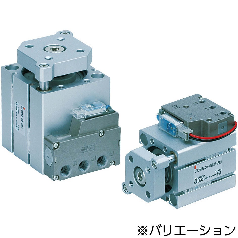 CVQM63-40-M9BWV-5MS CVQM - バルブ付薄形シリンダ/ガイドロッド形 SMC チューブ内径63mmストローク40mm