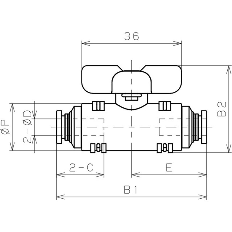 BVU20-0808SUS ボールバルブSUS304 PISCO(ピスコ) 対応 ユニオン