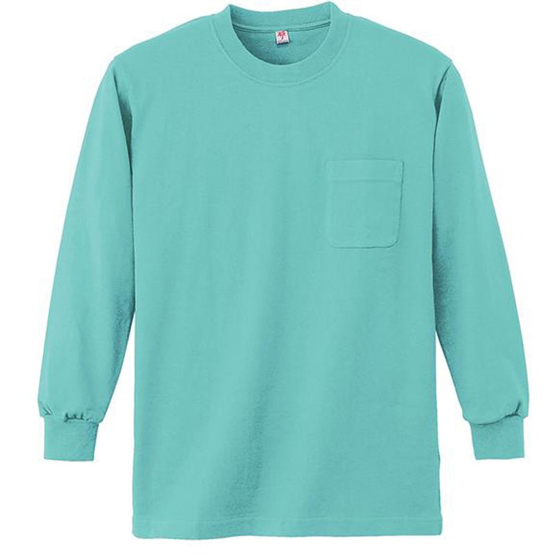 4022-EGR-S 長袖Tシャツ(ポケット付き) 小倉屋 エメグリーン色