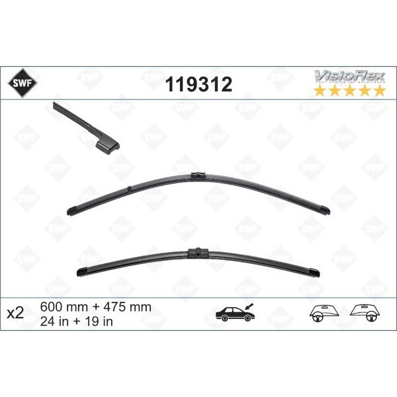 なめこふ 119-312 輸入車用ワイパーブレードセット 1セット(2本) SWF 【通販