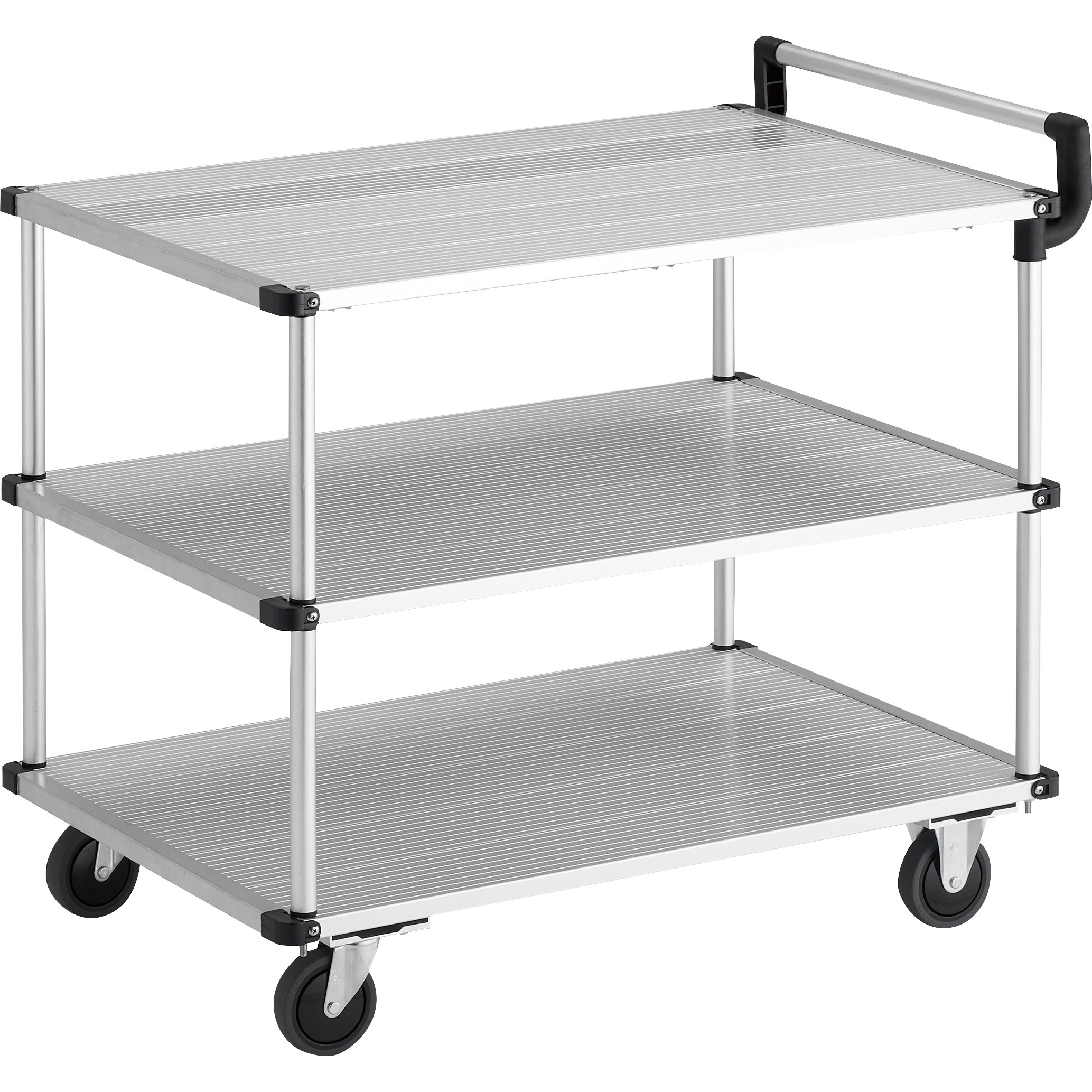 AL23-0948 アルミ台車アルパカート 省音(3段式・片袖タイプ) TRUSCO 軽量・静か・ストッパー付 荷台幅480mm荷台奥行900mm  AL23-0948