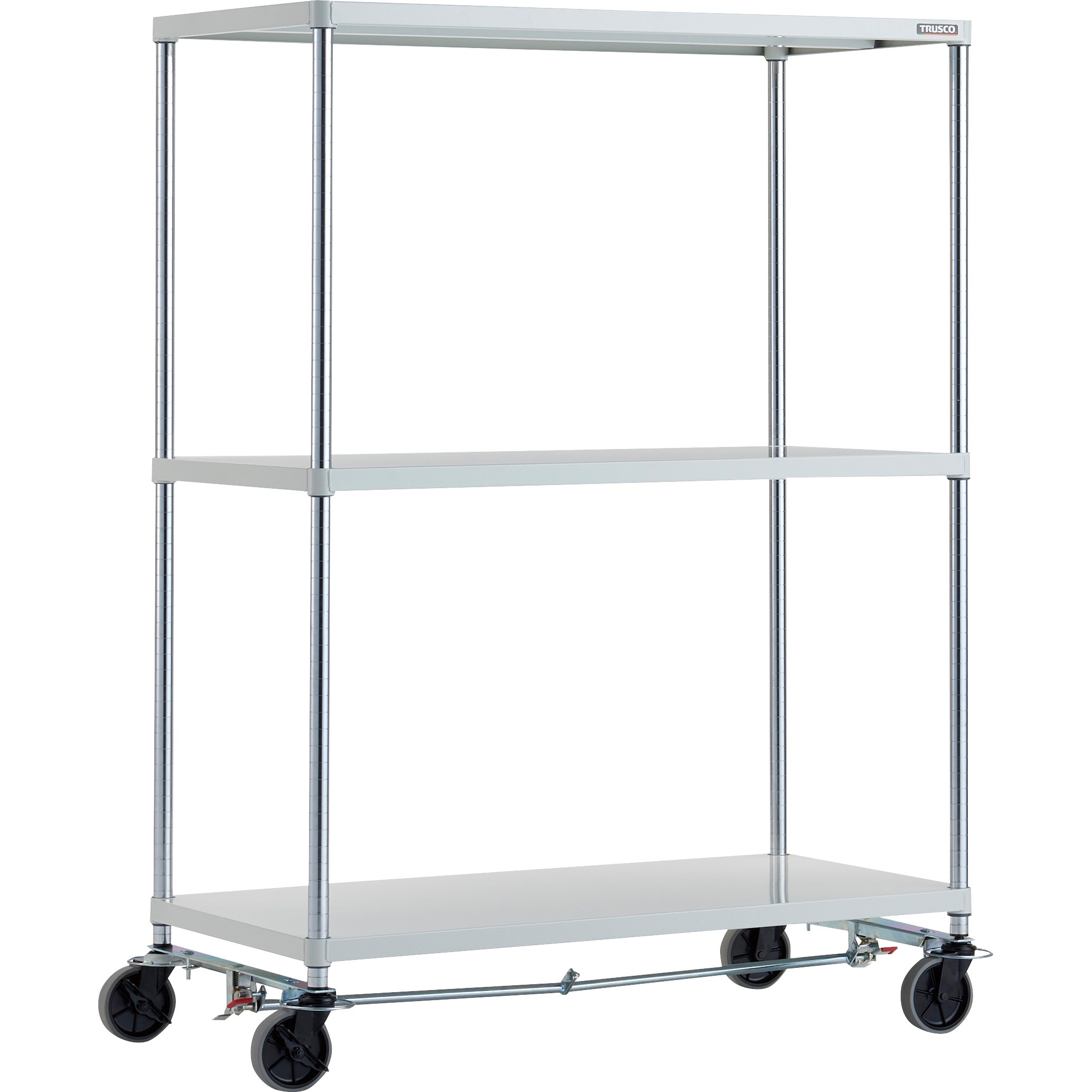 PER-5463-U125-B4-W フェニックスラック(ウレタン車輪付・ストッパー付) 150kgタイプ TRUSCO 棚段数3 幅1200mm  PER-5463-U125-B4-W