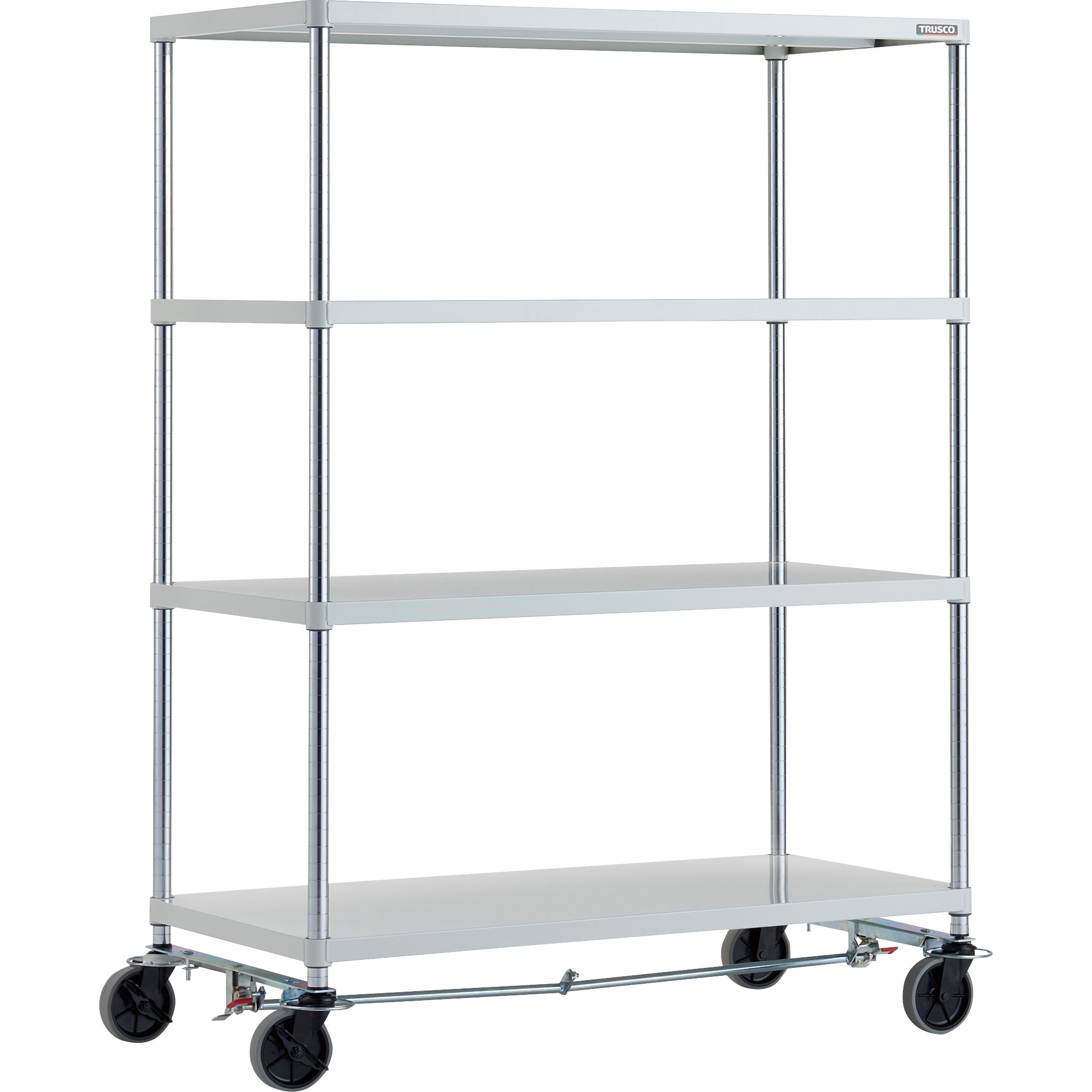 PER-5464-U125-B4-W フェニックスラック(ウレタン車輪付・ストッパー付) 150kgタイプ TRUSCO 棚段数4 幅1200mm  PER-5464-U125-B4-W