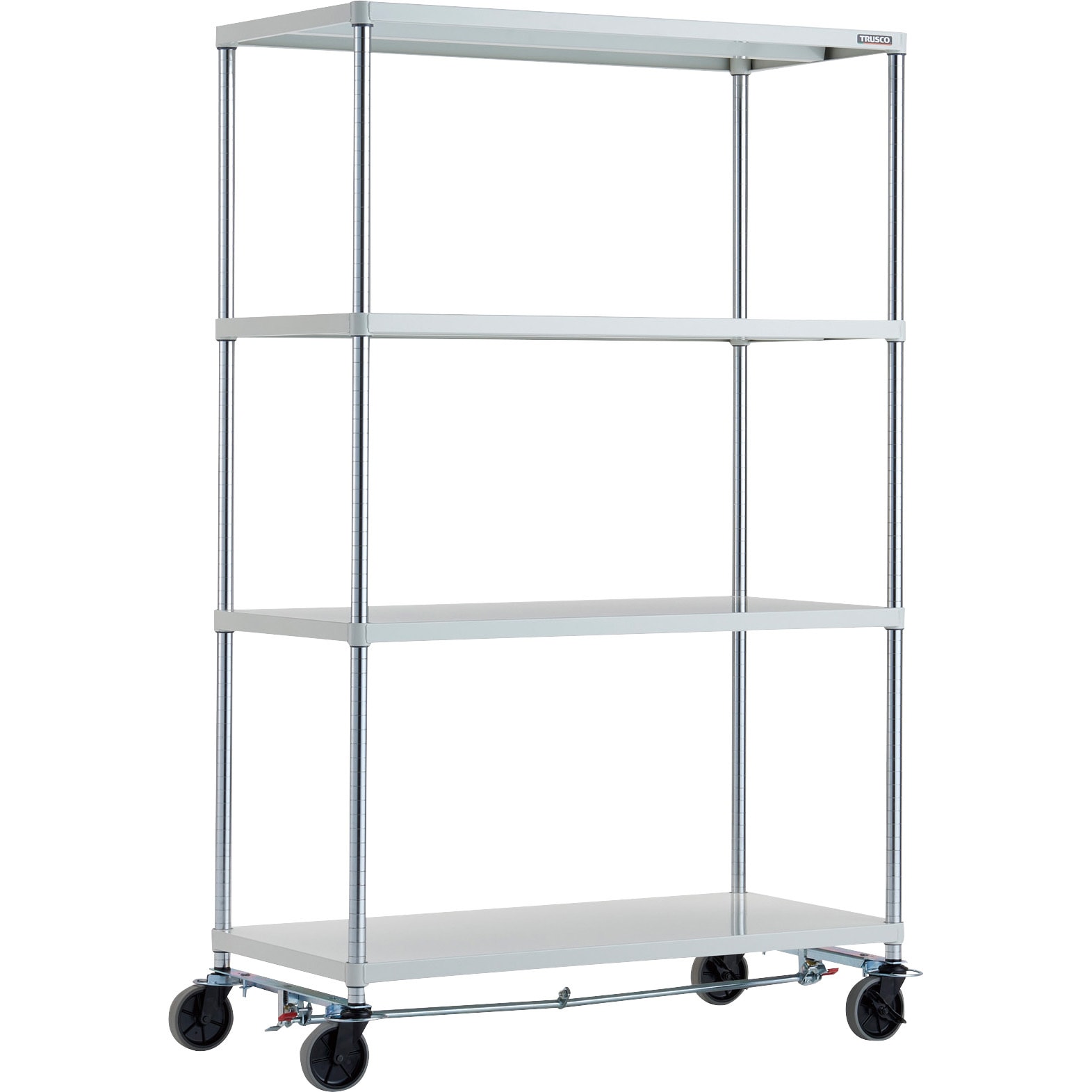PER-6464-U125-B4-W フェニックスラック(ウレタン車輪付・ストッパー付) 150kgタイプ TRUSCO 棚段数4 幅1200mm  PER-6464-U125-B4-W