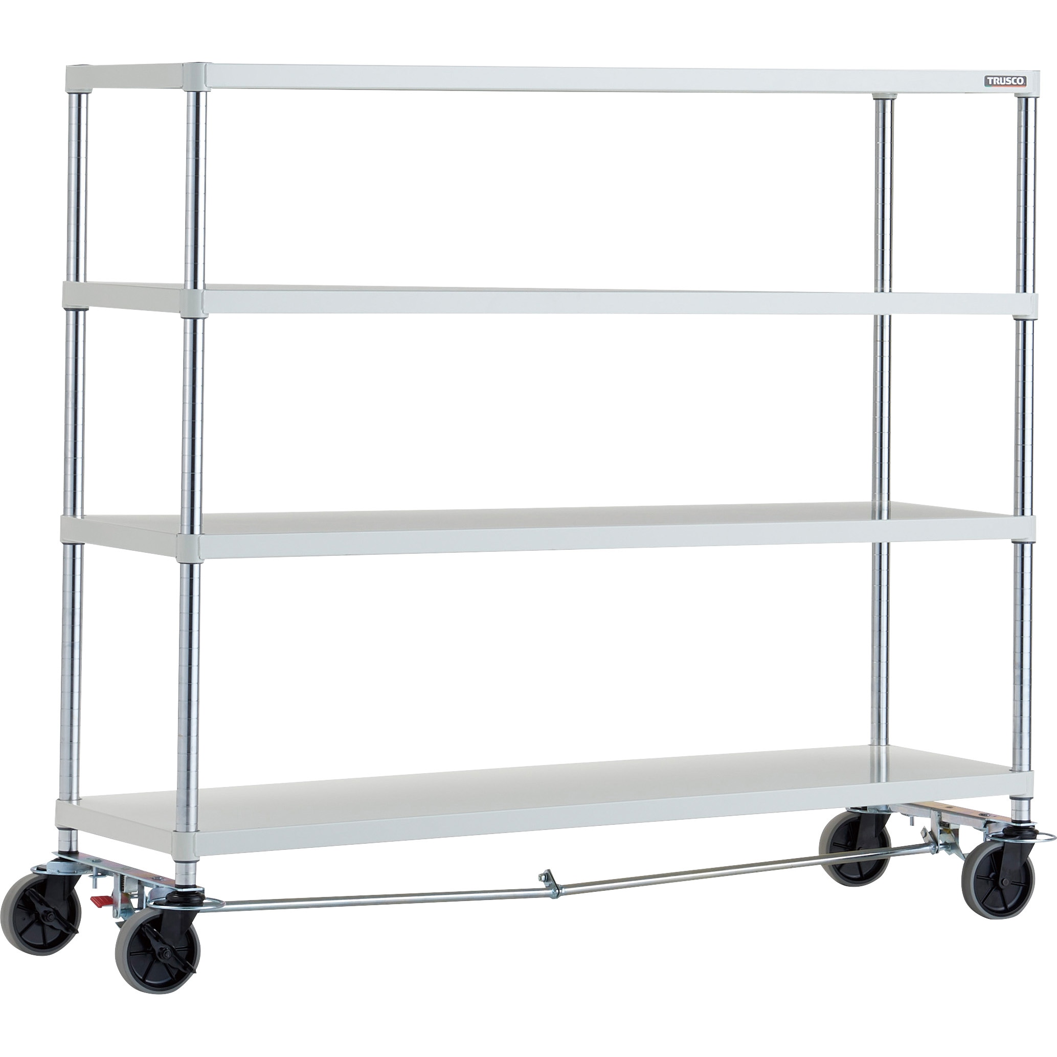 PER-4544-U125-B4-W フェニックスラック(ウレタン車輪付・ストッパー付) 150kgタイプ TRUSCO 棚段数4 幅1500mm  PER-4544-U125-B4-W