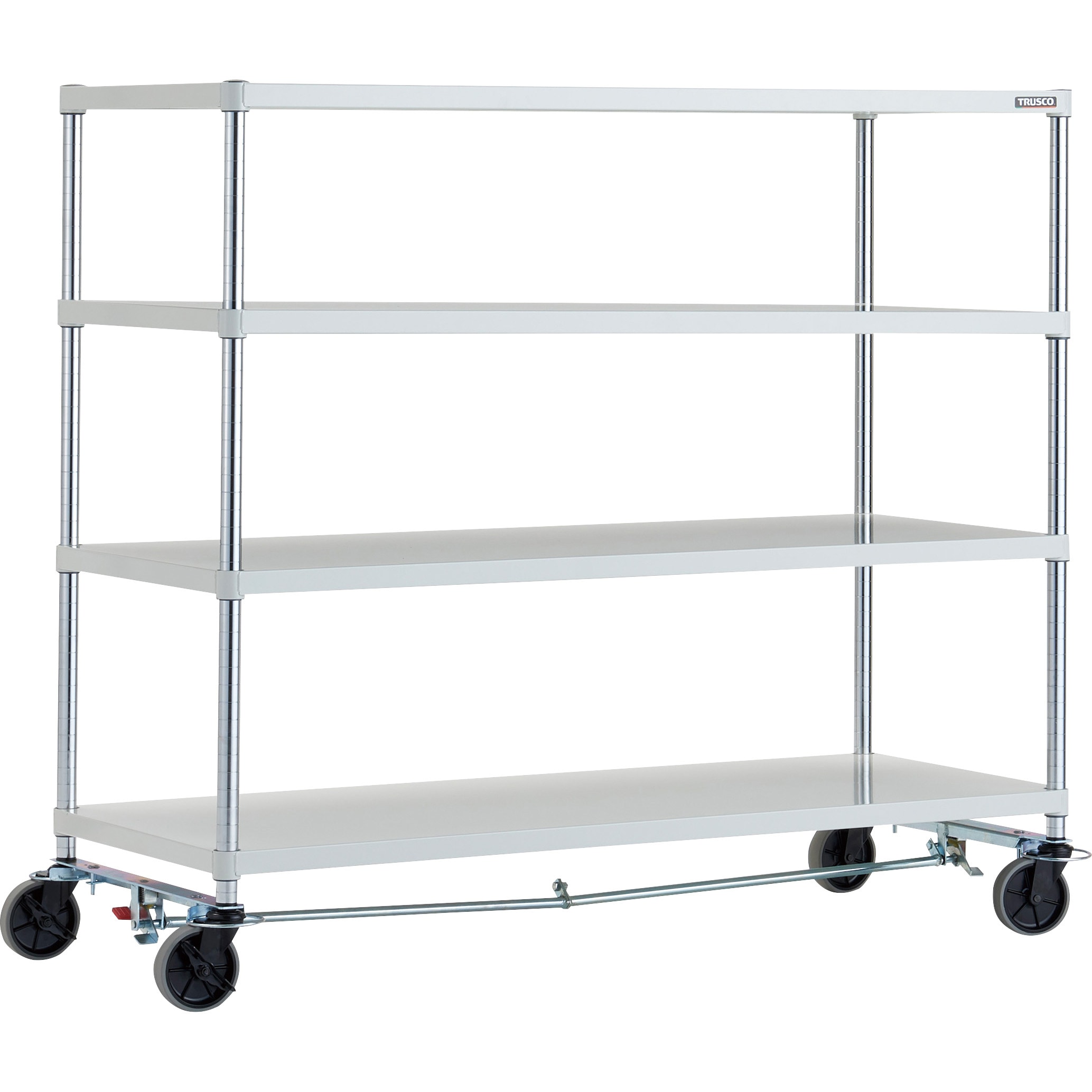PER-4564-U125-B4-W フェニックスラック(ウレタン車輪付・ストッパー付) 150kgタイプ TRUSCO 棚段数4 幅1500mm  PER-4564-U125-B4-W