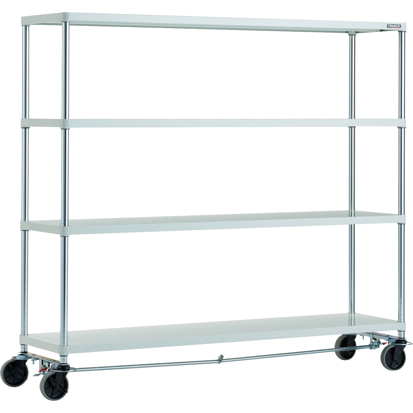 PER-5644-U125-B4-W フェニックスラック(ウレタン車輪付・ストッパー付) 150kgタイプ TRUSCO 棚段数4 幅1800mm  PER-5644-U125-B4-W