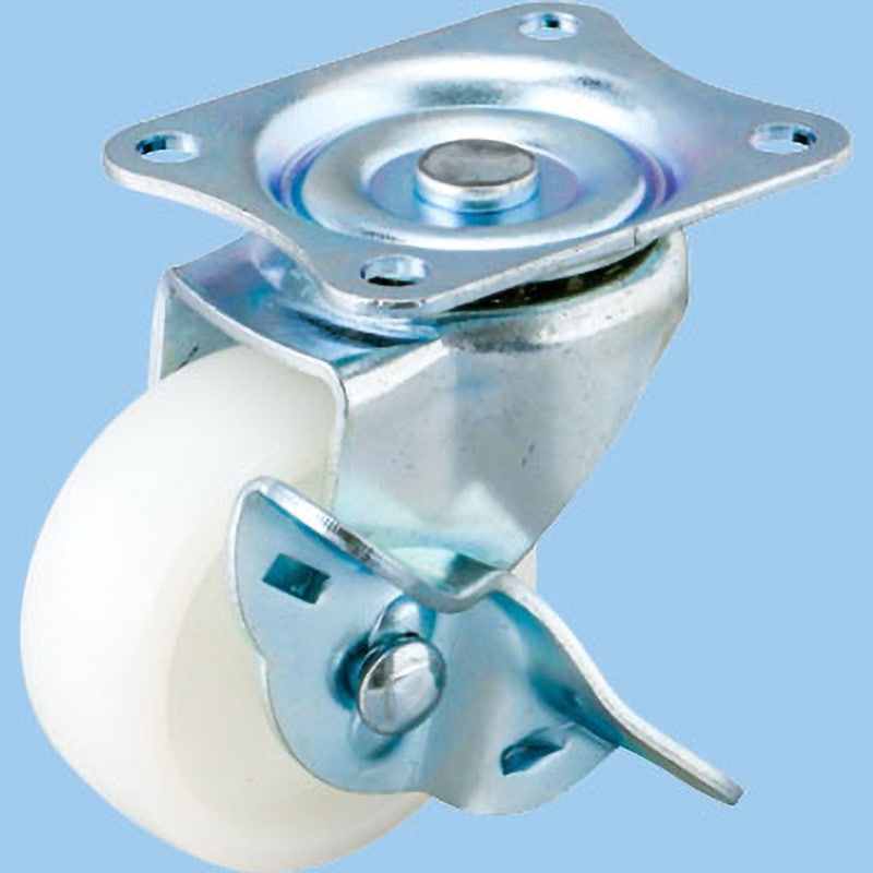 JS-50N キャスター 自在車 ナイロン プレート式 ストッパー付