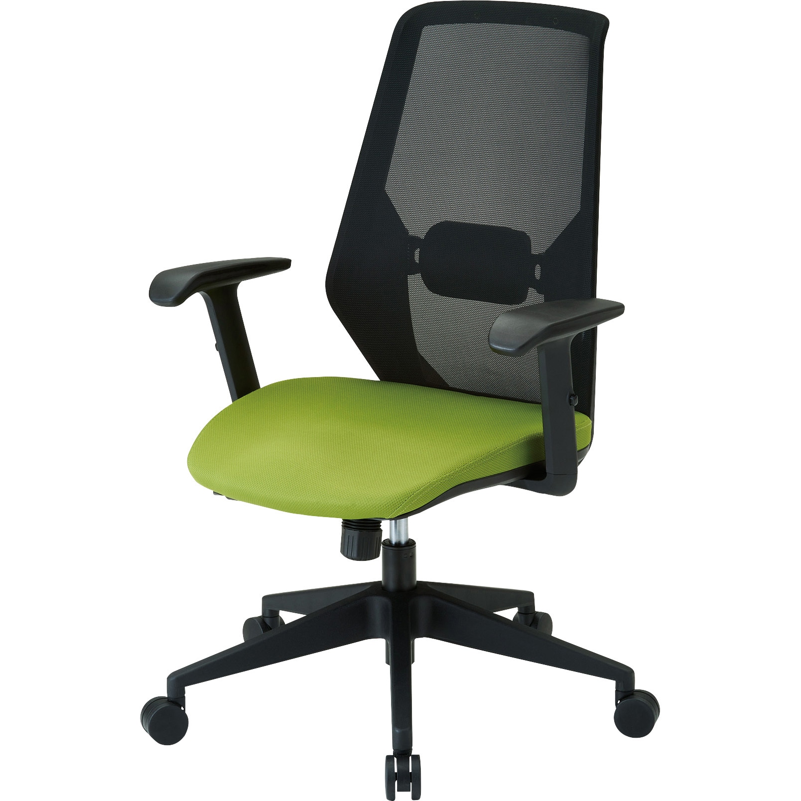 MCH-A-YG メッシュハイバックチェアVIENTO 肘付タイプ TRUSCO 肘掛あり ランバーサポート有 ヤンググリーン色   MCH-A-YG