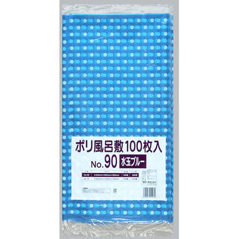 0370592 ポリ風呂敷 100枚入 水玉 福助工業 水玉ブルー色  1箱(500枚)