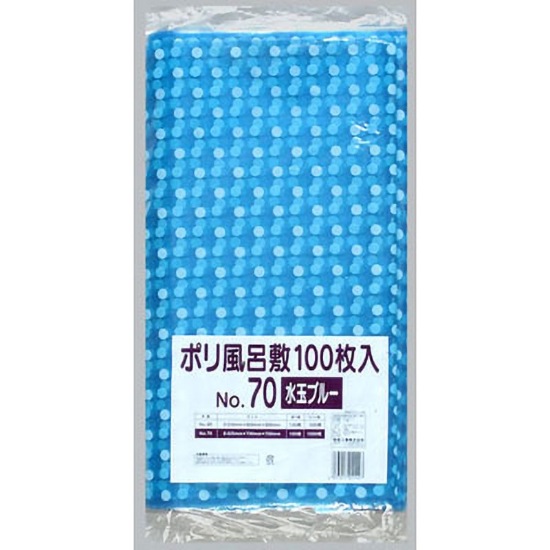 0370606 ポリ風呂敷 100枚入 水玉 福助工業 水玉ブルー色  1箱(1000枚)