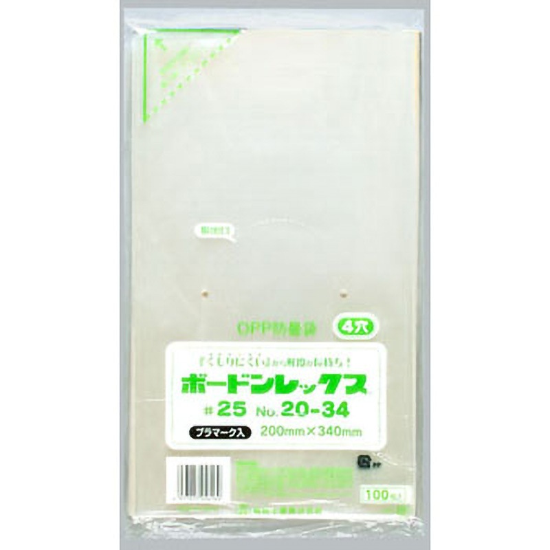 0452191 ボードンレックス0.025 4穴 プラマーク入 福助工業 透明色 平 