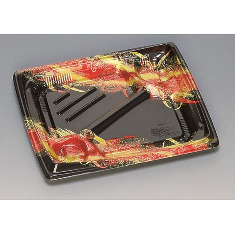 0556335 弁当容器 きわみ膳 福助工業 種別23-20-2H 天海赤 黒色  1箱(600枚)