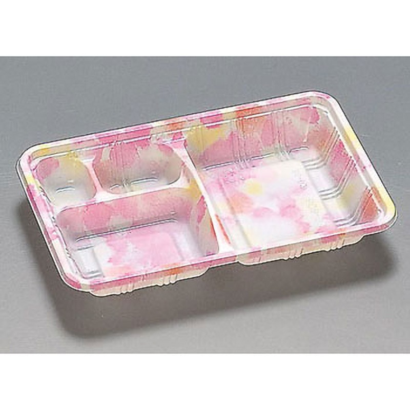 0578576 弁当容器LC 蓋付 福助工業 耐油性 種別LC-608 フローネ ピンク色  1箱(800枚)