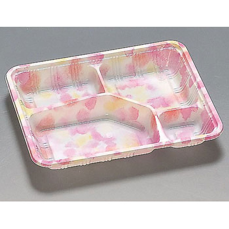 0578614 弁当容器LC 蓋付 福助工業 耐油性 種別LC-614 フローネ ピンク色  1箱(600枚)