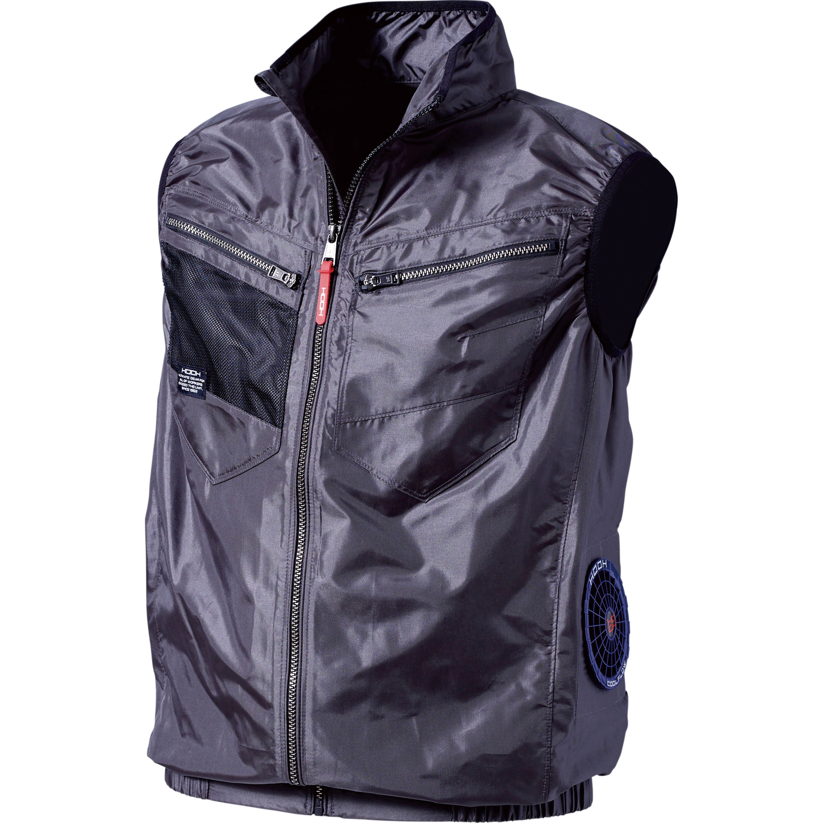 NK24-02CH FBセット サイドファンベスト (ファンバッテリーセット) 昭和商会 ポリエステル100% チャコール色 サイズ4L