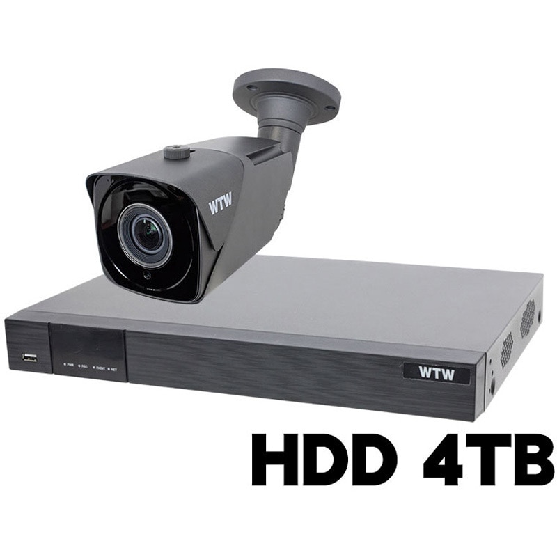WTW-DEAP708E-4TB+WTW-EVR228EB 1台 WTW塚本無線 800万画素 EX-SDI 防犯カメラ1～4台+専用録画機セット WTW-DEAP708E/WTW-EVR195EB 塚本無線 BOX型 HDD:4TB