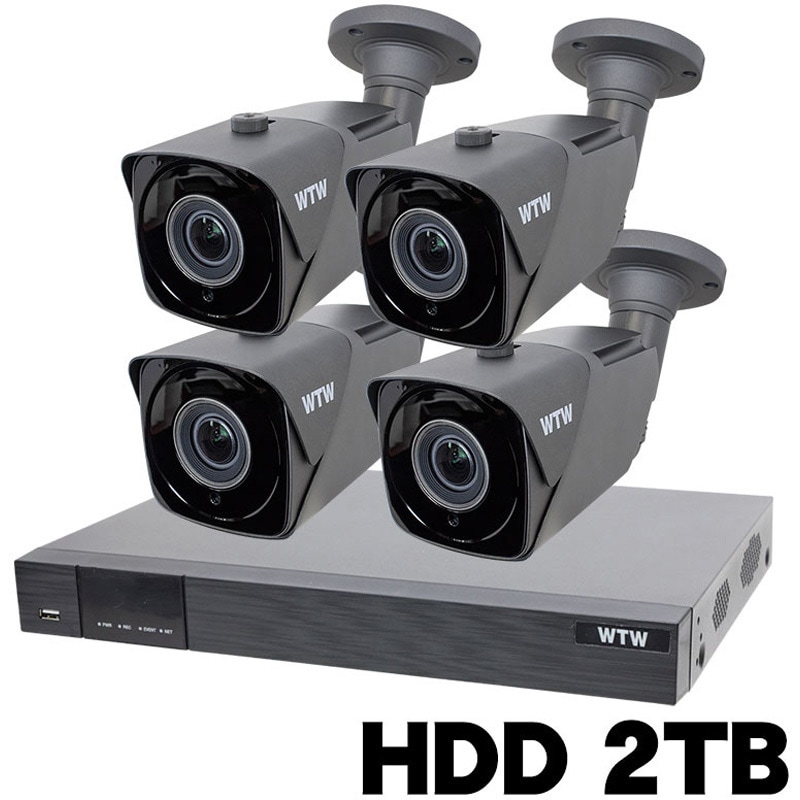 WTW-DEAP708E-2TB+WTW-EVR228EB 4台 WTW塚本無線 800万画素 EX-SDI 防犯カメラ1～4台+専用録画機セット WTW-DEAP708E/WTW-EVR195EB 塚本無線 BOX型 HDD:2TB