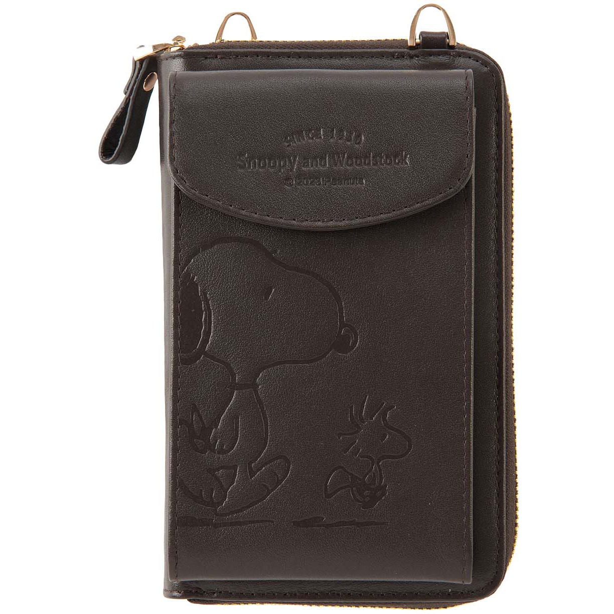 SNP001 ブラウン スヌーピー 本革 お財布付きスマホショルダー 長財布 カード入れ 1個 山佐時計計器 【通販モノタロウ】