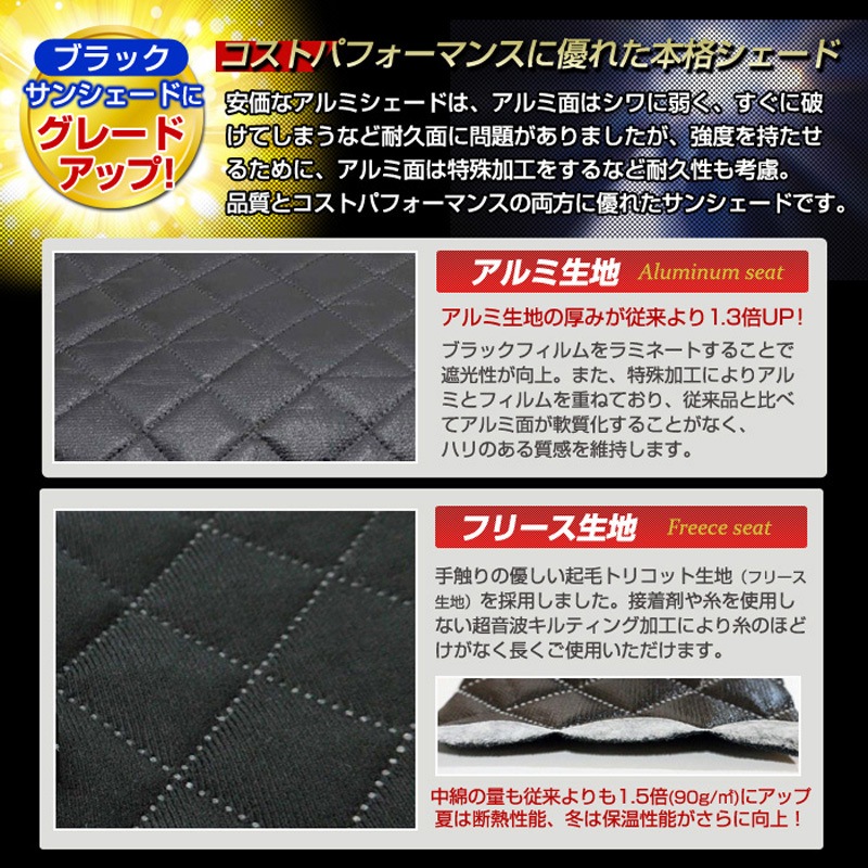 プロボックス 専用 160系 サンシェード セット キルティング ブラック