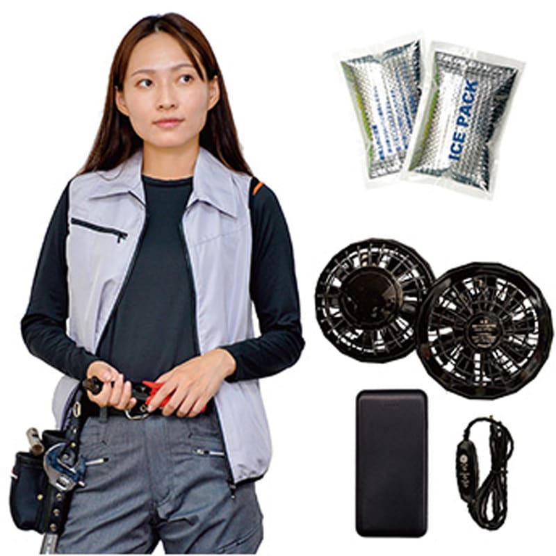 【最高に涼しい！新品 】保冷剤120個 冷却ベスト L 20セット 202030920 冷感保冷剤付、空調ベスト+USB空調モバイルセット 岡