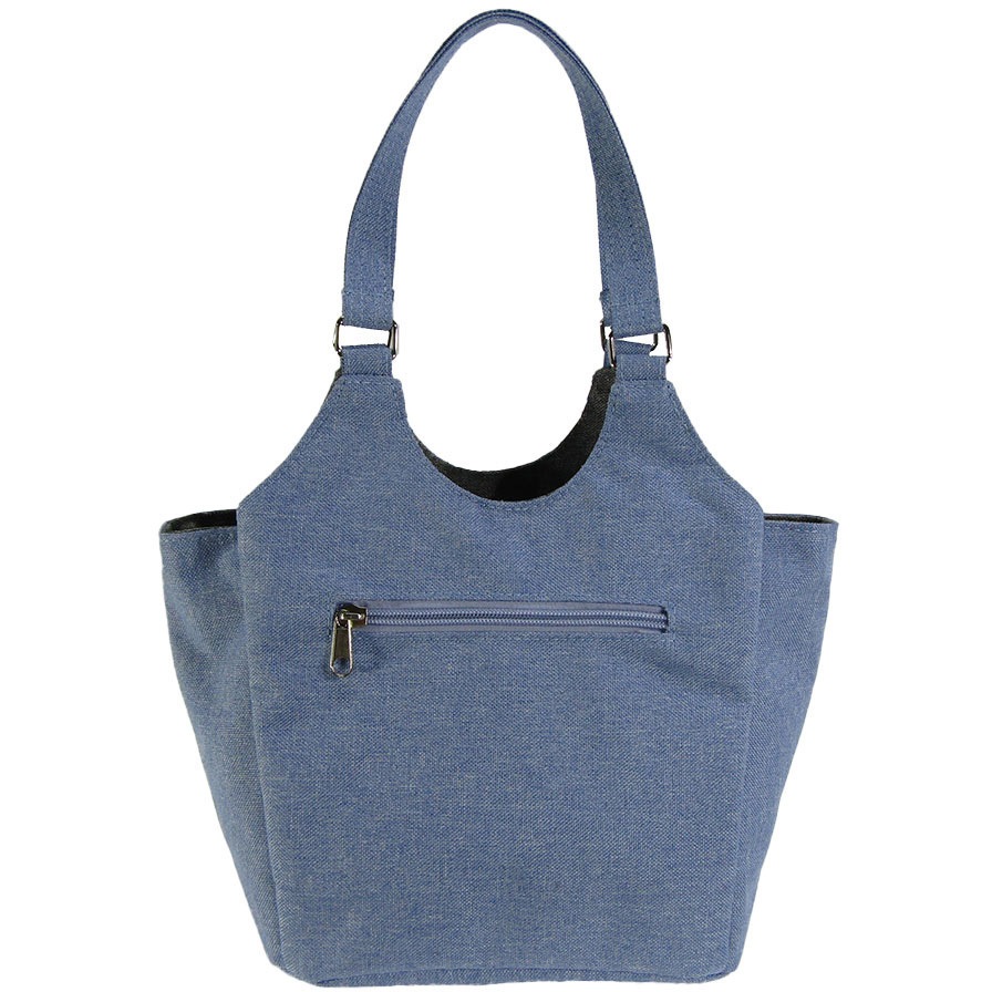 4568 ポケット充実トートバッグ CACHA CACHA ブルー色 横20cm 1個