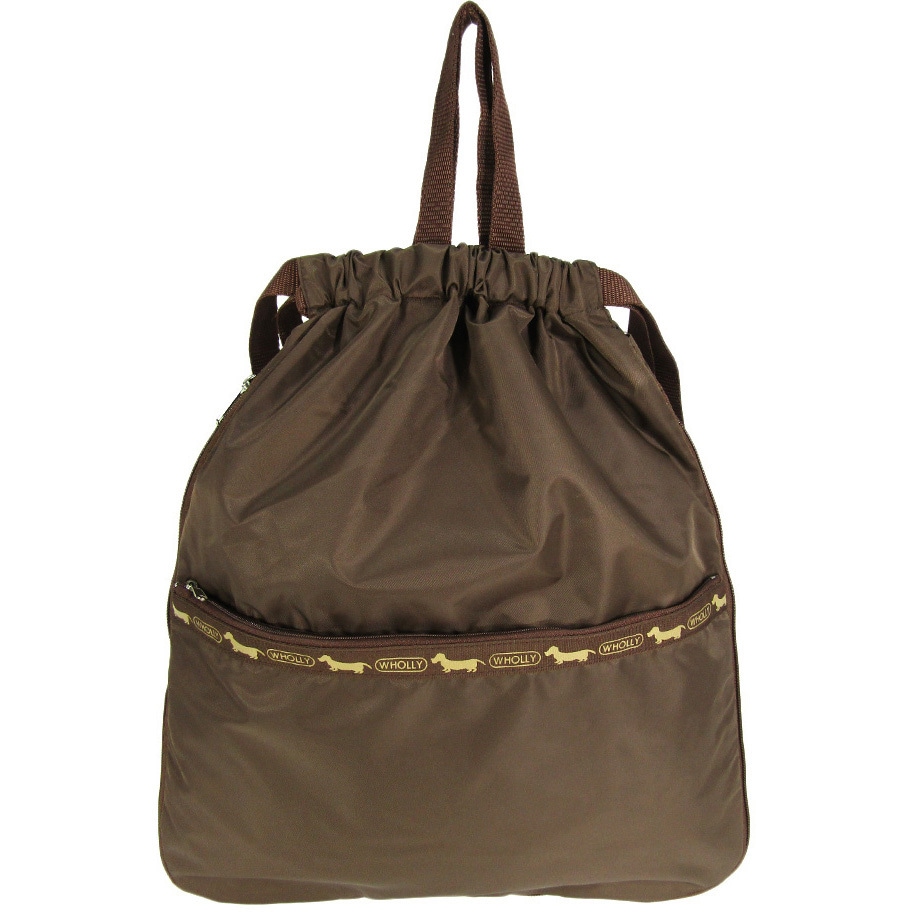 3L73 ナップサック WHOLLY ナイロン ブラウン色 横36cm 1個 3L73