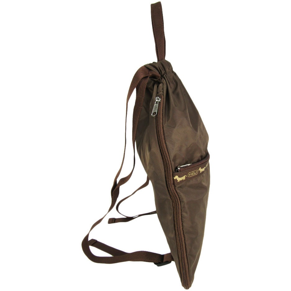 3L73 ナップサック WHOLLY ナイロン ブラウン色 横36cm 1個 3L73